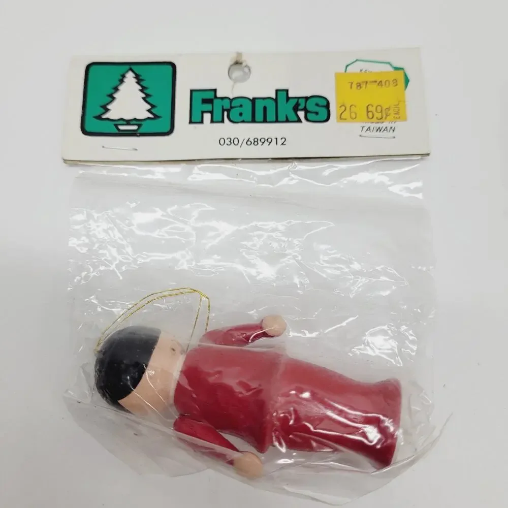 VTG Franks Hand Painted Wooden Ornaments Lot Of 2 Women Ladies Craft Wood NOS